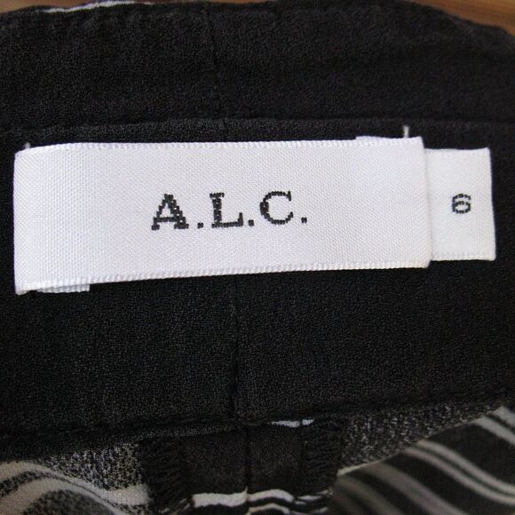 A.L.C. Black White Striped Silk Mark Shorts - Picture 7 of 8